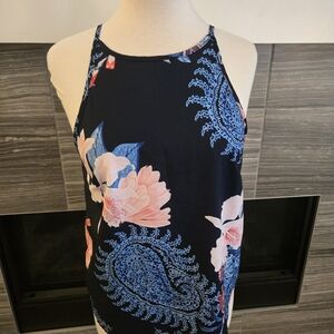 YOINS Floral Halter Top | Pink & Blue Boho Tank | Small